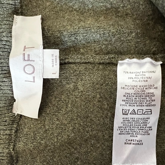 Loft Olive Green Wide Leg Sweater Pull on Pants in L - Picture 3 of 5